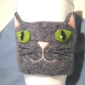 Felted Wool Cat Coffee Cozy