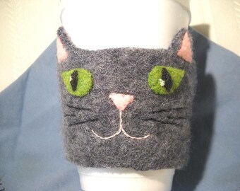 Felted Wool Cat Coffee Cozy