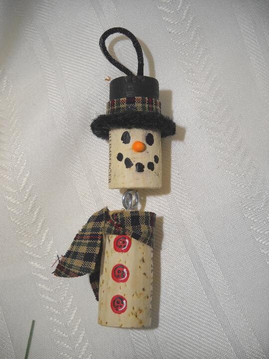 Wine Cork Snowman Ornament - Etsy UK