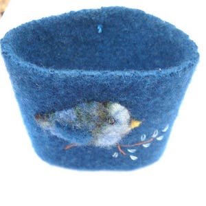 Felted Wool Blue Bird Coffee Cozy Cup Sleeve image 2