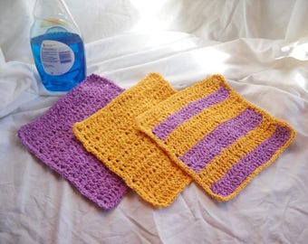 Crocheted Dishcloth Set of Three