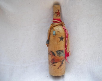 Altered Bottle Western Themed Incense Burner