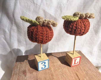 Crocheted Pumpkin on a Stick Handmade