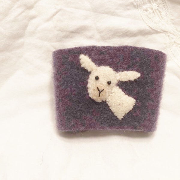 Felted Wool Llama Coffee Cozy Coffee cup Sleeve