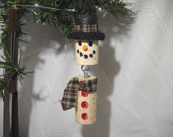 Wine Cork Snowman Ornament