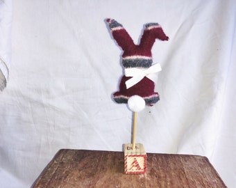 Felted Wool Bunny on a Stick