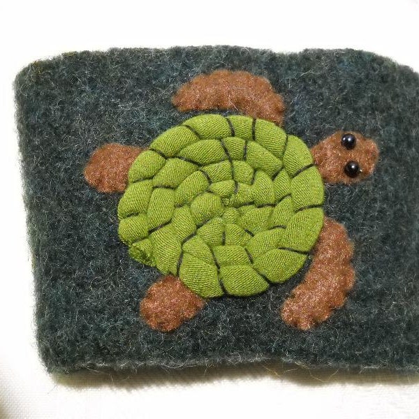 Sea Turtle Felted Wool Coffee Cozy