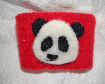 Panda felted Wool Coffee Cozy