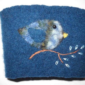 Felted Wool Blue Bird Coffee Cozy Cup Sleeve image 1