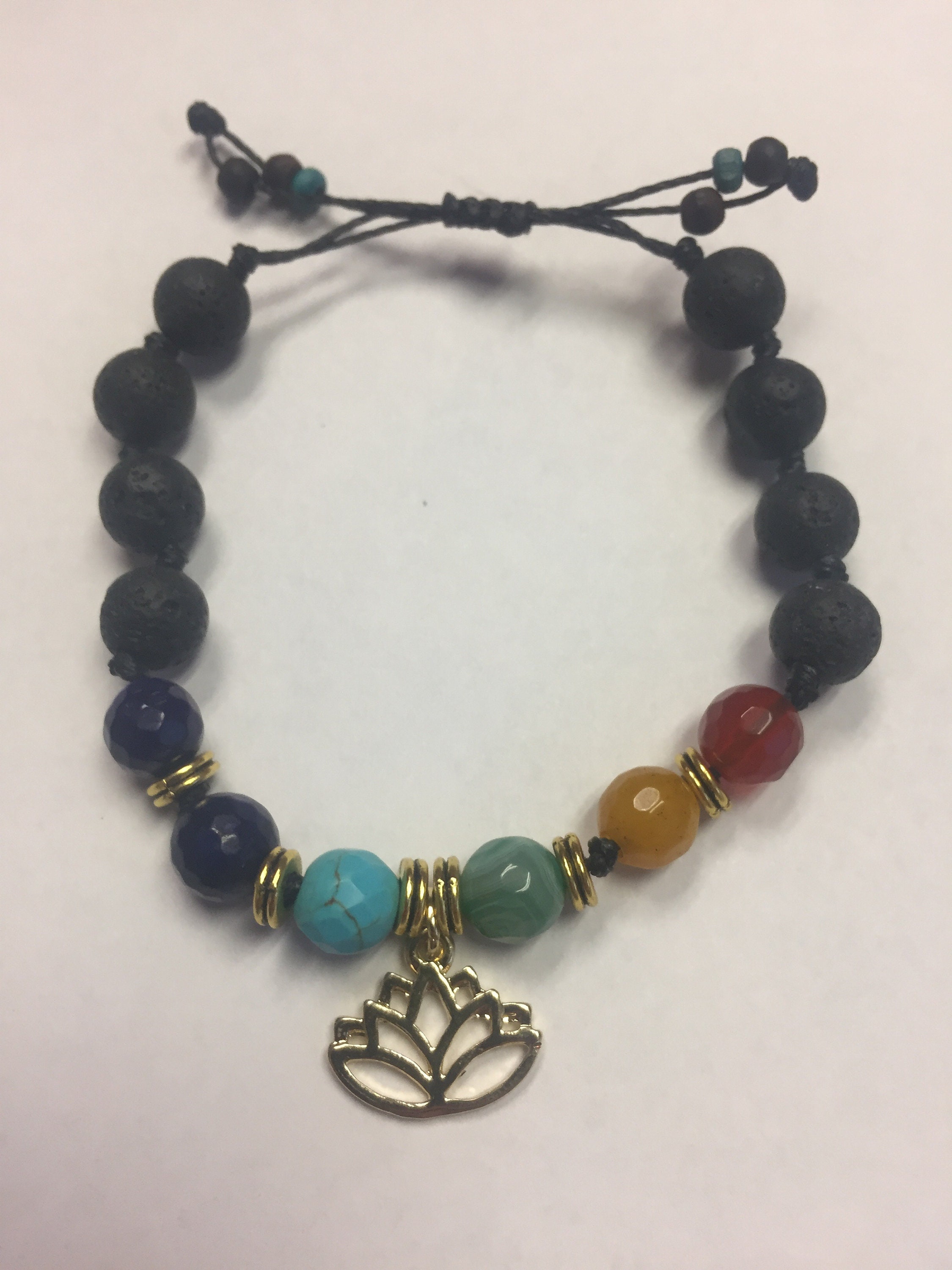 Aromatherapy Chakra Bracelet. Genuine Gemstones and Lava Rock. Etsy