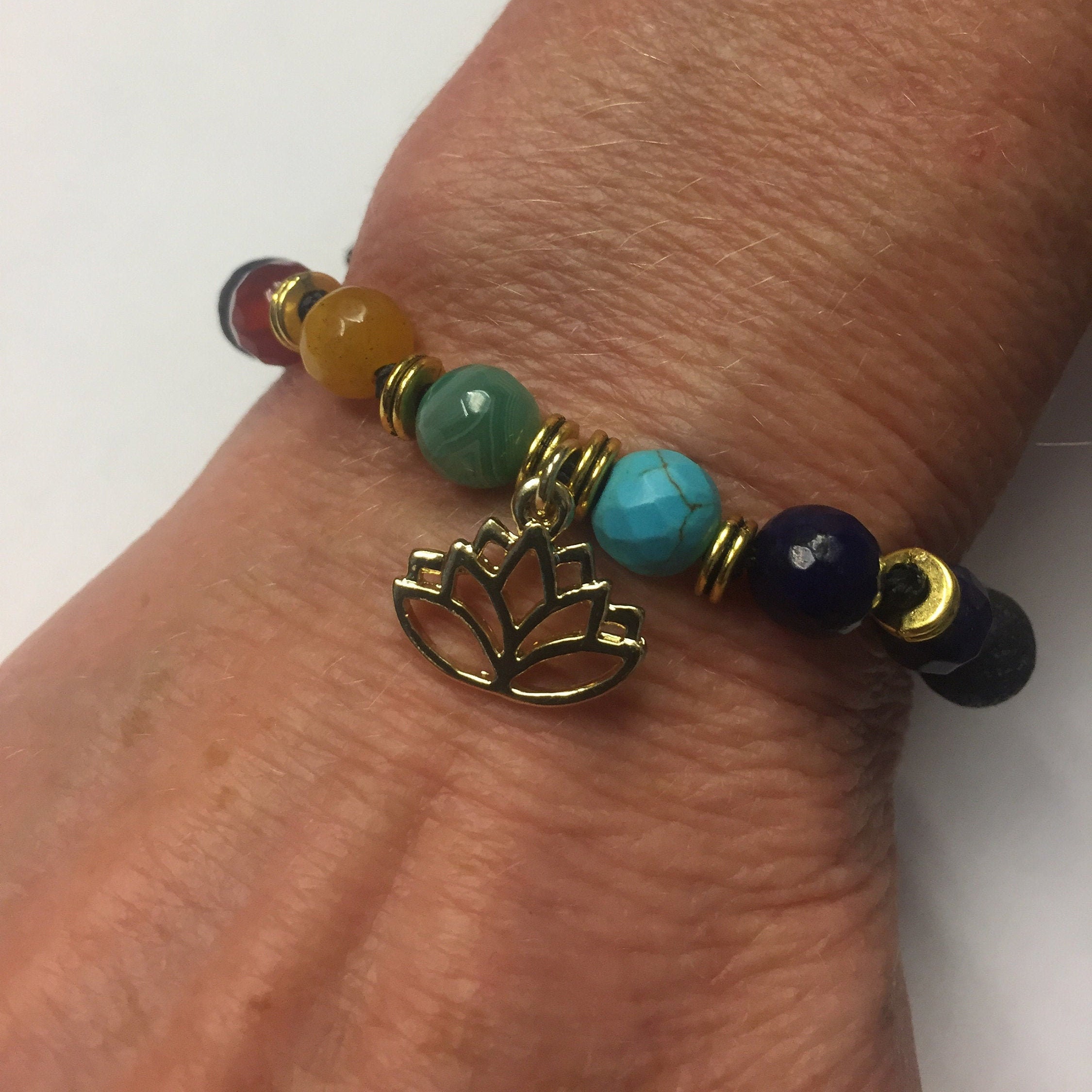 Aromatherapy Chakra Bracelet. Genuine Gemstones and Lava Rock. Etsy