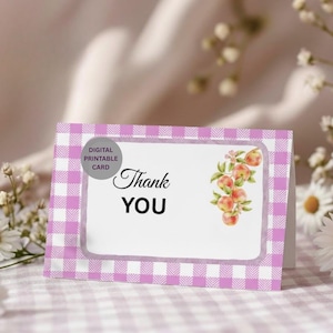 Roze gingangbedankkaart appelboomgaardfruit digitaal afdrukbaar cadeaukaartje voor kleine bedrijven