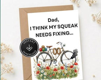 Lustige Fahrrad Karte, lustige druckbare Karte zum Vatertag, Humorvolles Geschenk, Instant Download PDF