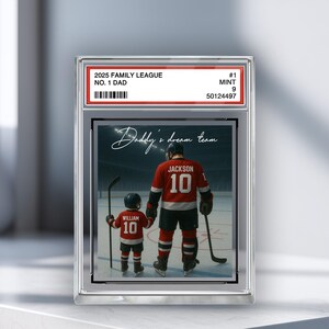 Plaque de bloc acrylique personnalisée pour papa n ° 1, carte à collectionner, cadeau de fête des pères pour amateur de hockey, joueur de hockey, cadeau pour mari de hockey