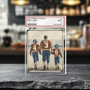 Football n° 1 papa grand-père homme et enfants style carte à collectionner personnalisée bloc acrylique, anniversaire, cadeau de fête des pères pour amateur de football américain