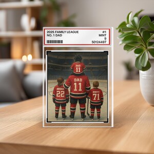 Plaque de bloc acrylique personnalisée pour papa n ° 1, carte à collectionner, cadeau de fête des pères pour amateur de hockey, joueur de hockey, cadeau pour mari de hockey