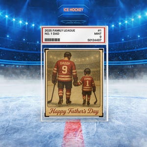 Plaque de bloc acrylique personnalisée pour papa n ° 1, carte à collectionner, cadeau de fête des pères pour amateur de hockey, joueur de hockey, cadeau pour mari de hockey