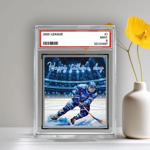 Plaque de bloc acrylique personnalisée pour carte à collectionner, papa de famille, hockey n°1, cadeau de fête des pères pour amateur de hockey, joueur de hockey, cadeau pour mari