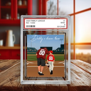 Tarjeta coleccionable de acrílico personalizada con el número 1 del béisbol, para papá, abuelo, hombre y niños. Regalo para el Día del Padre, papá y esposo.
