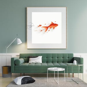 Vintage Goldfish Wall Art Printable – Antique Aquatic Illustration – Digital Download Fish Print – Instant Aquarium Decor