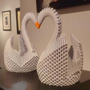 Cigno origami 3D - cigno - bianco