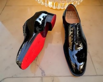 Luxury Black Patent Leather Loafers for Men, Designer Style Dress Shoes, Formal Slip On Flats