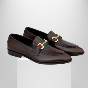 Handmade Mens brown leather moccasins, Men elegant dress shoes, shoes for men