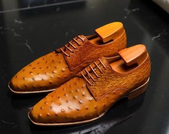 Handgemaakte bruine leren oxford derbyschoenen, formele veterschoenen voor feest en kantoor