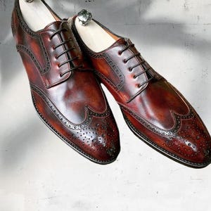 Men&#39;s Handmade Two Tone Derby Oxfords for Men Men Evening Formal Shoes