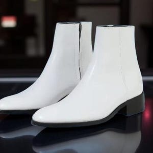 White Men’s Ankle Boots - Sleek Zip Side Design LIBERTYZENO Men main image 3