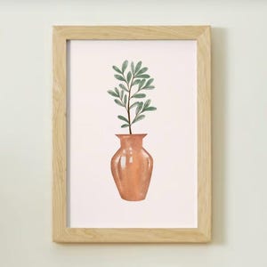 Arte de pared con plantas en jarrón