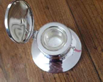 Tinteiro em prata de lei com interior de vidro