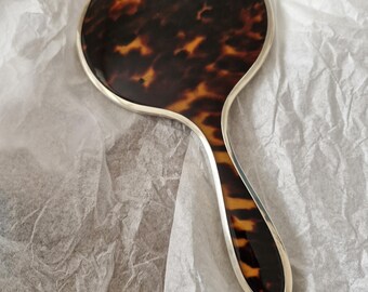 Espelho de mão em prata de lei e imitação de casco de tartaruga