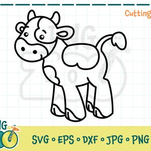 Cow Outline SVG Cutting File For Cricut Silhouette Clipart Cute Animal