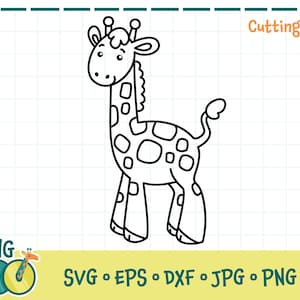Giraffe Outline SVG Cutting File For Cricut Silhouette Clipart Cute Animal