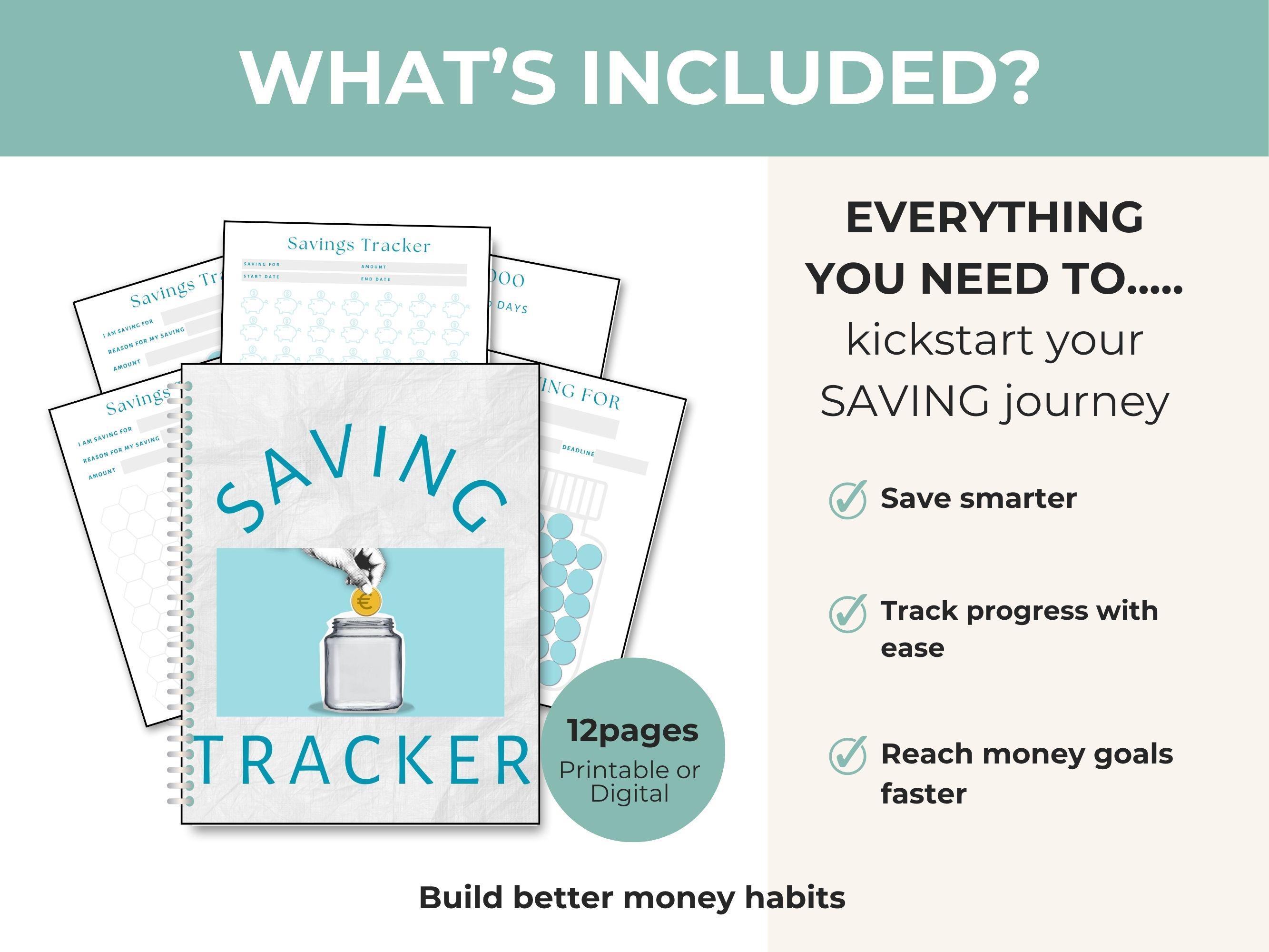 Savings Tracker Printable Money Saving Challenge Budget Planner Digital ...