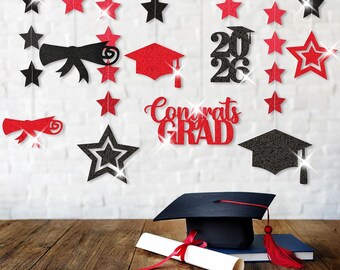8Pcs Class of 2026 Graduation Garland Congrats Grad Banner Hanging Streamers Party Decor