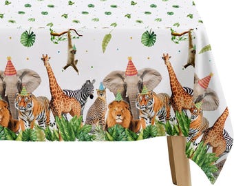 3er Pack Dschungel Tier Safari Party Tischdecke für Geburtstag Baby Shower Zoo Party Dekorationen