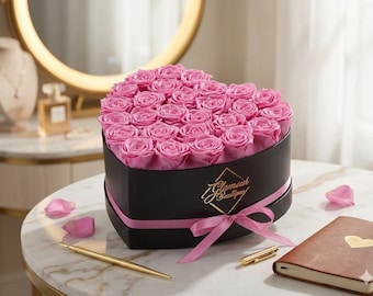 27 Blume für immer Herzform Rose Box Geschenk für Mama Freundin Geburtstag Jahrestag Dekor