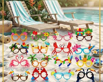 32er Pack Strandparty Brillen Requisiten Hawaiianische Sonnenbrillen Fotostand Luau Sommer Pool Party Dekorationen Gefälligkeiten