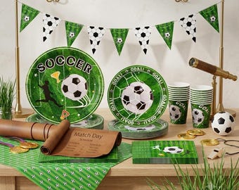 Fußball-Geburtstags-Partyzubehör für 30 Gäste WM-Thema Einweggeschirr-Set
