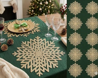 Set von 12 Schneeflocken Tischsets Hitzebeständige Tischsets für Weihnachtshochzeitsfeierdekor