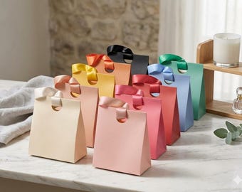 Set mit 10 kleinen Geschenktüten mit Bandgriffen, verschiedenen Farben, Wiederverwendbare Party Favor Bags
