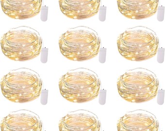 LED Lichterkette Batteriebetrieben 12er Pack 7 Fuß Silberdraht Sternenschnur Lichter Hochzeit Ramadan Party Decor