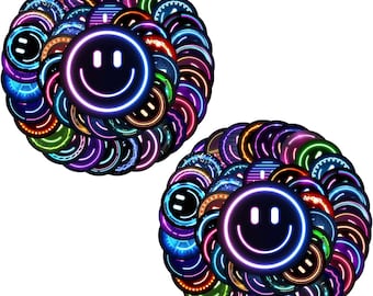 100 STKS Lachende neonstickers Leuke cartoon PVC-waterflesstickers voor kinderen Beloningslabels en ambachten