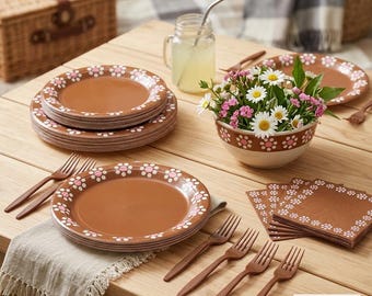 122 Teile Mexikanische Fiesta Party Geschirr Set Talavera Teller Servietten Gabeln für 24 Gäste