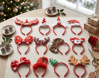 12 STKS Kerst Hoofdbanden Vakantie Feest Hoofd Hoed Toppers Feestelijke Photo Booth Props Kerstgunsten