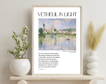 Vétheuil in het licht: digitale poëzieprint (A4) | Impressionistisch geïnspireerd kunstgedicht | Monet-muurdecoratie