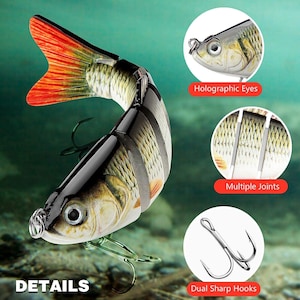Bass Fishing Lure for Freshwater and Saltwater Lifelike Fishing Lures Multi-Jointed Swimbait for Bass, Trout, Crappie Fishing Gifts for Men
