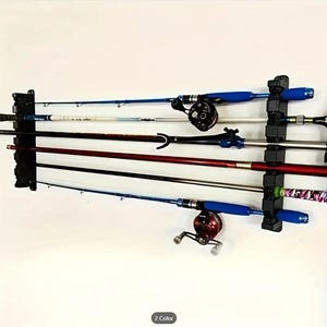 2pcs Fishing Rod Storage Display Racks, Horizontal Wall Mounted Fishing Pole Holders, Can Store 6 Fishing Rods